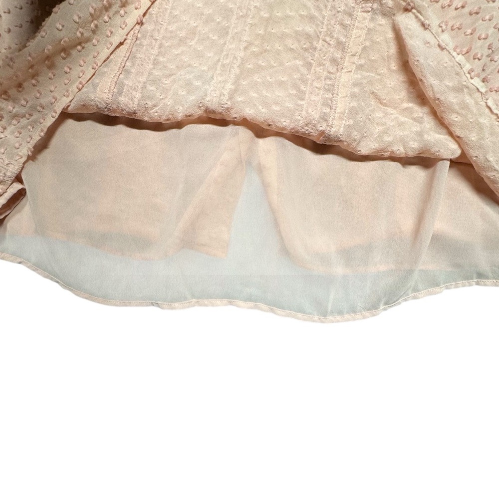 J. Crew Lace Trim Swiss Dot Silk Blouse Sz 16  Pink Sheer Lined Back Button‎ Up - Picture 4 of 12